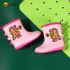 imageBDuck Kids Rubber Rain Boots Toddler Shoes Cute Cartoon Dinosaur Waterproof Boots for Boys GirlsPink