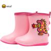 imageBDuck Kids Rubber Rain Boots Toddler Shoes Cute Cartoon Dinosaur Waterproof Boots for Boys GirlsPink