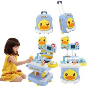 imageBDUCK BABY Baby Toys Kids Doctors Play Set Dentist Kit for Toddlers 35 4 in 1 Medical Station Set with Mobile Cart and Suitcase Pretend Play Toys Gift for 3 Year Old Boys and Girls