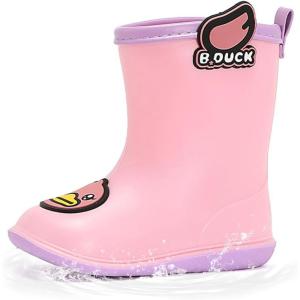 imageBDuck Kids Rain Boots for Boys Girls Waterproof Toddler Cartoon Garden BootsA Pink