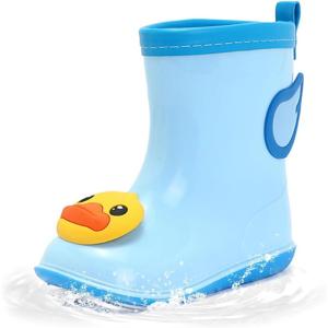 imageBDuck Kids Rain Boots for Boys Girls Waterproof Toddler Cartoon Garden BootsBlue