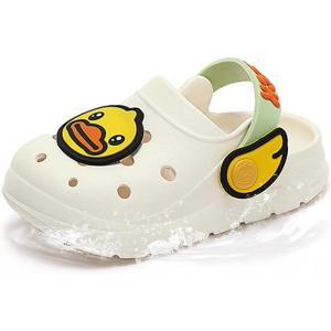 imageBDuck Little Kids Toddler Clogs Garden Shoes Boys Girls Cartoon Dinosaur Slides NonSlip Pool SandalsWhite