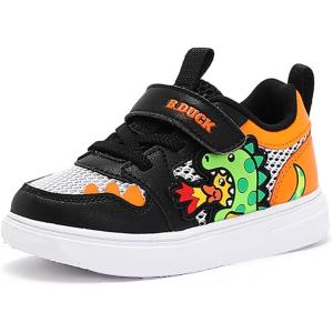 imageBDuck Toddler Shoes Cartoon Dinosaur Sneakers Boys Girls Casual Tennis Walking Shoes Lightweight Black