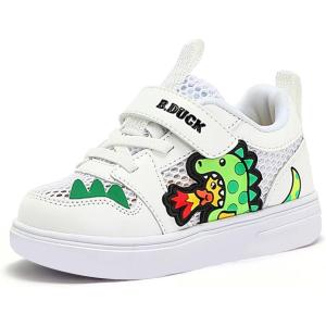 imageBDuck Toddler Shoes Cartoon Dinosaur Sneakers Boys Girls Casual Tennis Walking Shoes Lightweight White